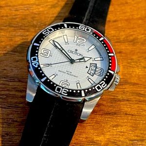 CROTON Mens Water Resistant Watch with new Croton watch band | White Face | EUC